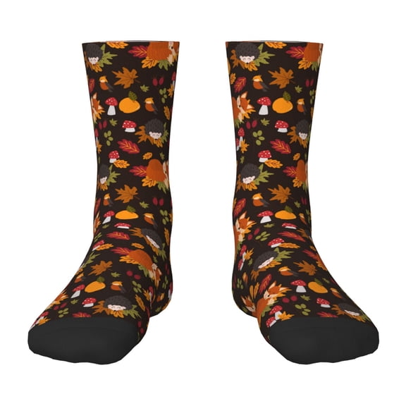 Rocae Autumn Hedgehog and Fox Cute for Girls Boys Crew Socks,Children's Socks, Kids Socks, Toddler Socks: Daily Wear with Kids School Uniform
