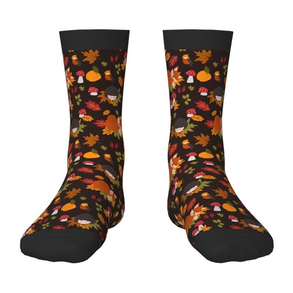 Rocae Autumn Hedgehog and Fox Cute for Girls Boys Crew Socks,Children's Socks, Kids Socks, Toddler Socks: Daily Wear with Kids School Uniform