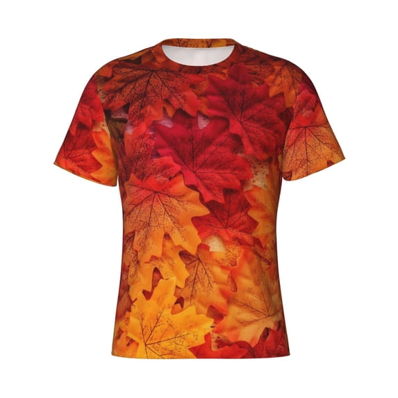 Rocae Autumn Leaf for Men's Moisture-Wicking Crew Tee - T-Shirt for Sports, Outdoor Activities, and Casual WearSmall