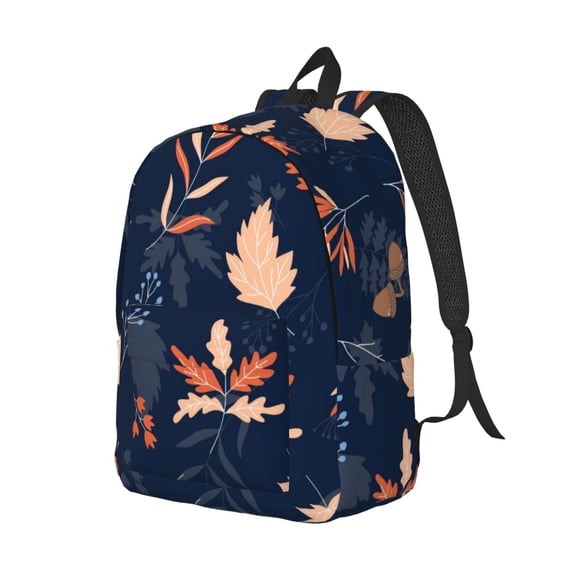 Rocae Autumn Leaves With Blue for Durable Canvas Backpack Leisure Large Bag Travel Rucksack Multi-function Backpack