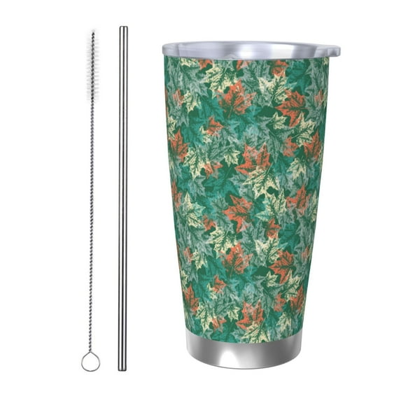 Rocae Autumn Maple Leaves 1 for 20 Ounces Stainless Steel Insulted Tumbler Car Cup Drink Mug Inspirational Graduate Present-Straw Two-piece Set