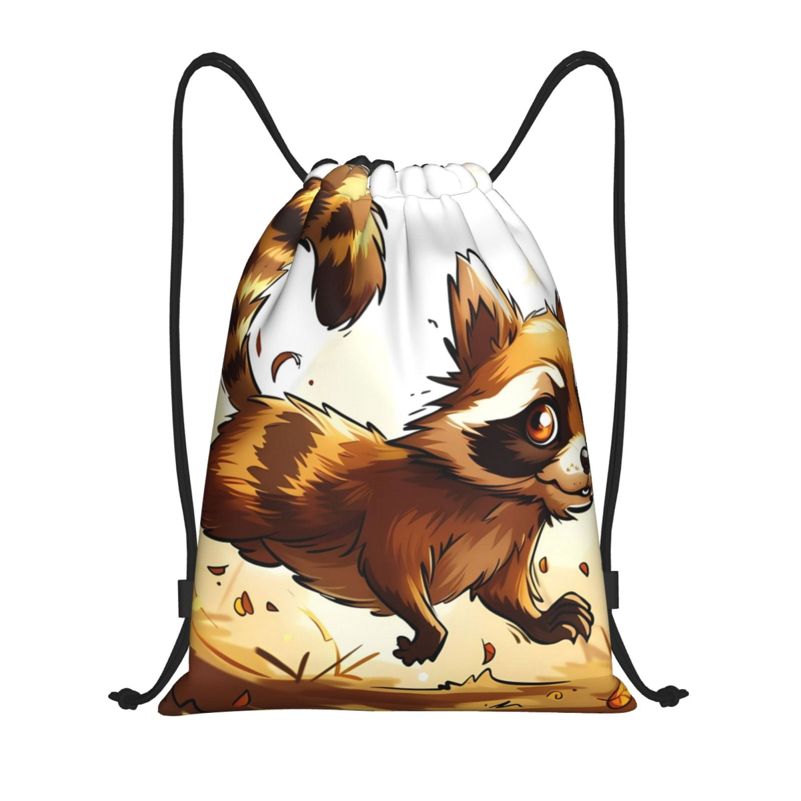 Led Raccoon Backpack Rocae Autumn Raccoon In Forest for Gym Bag Drawstring Bags Gym Backpack ...