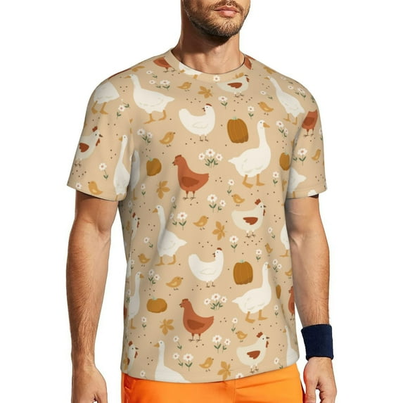 Rocae Autumn and Thanksgiving for Men's Mesh Quick-Dry Short Sleeve Workout T-Shirt,Mens Crew Neck Tee Lightweight Soft Classic T Shirts 5X-Large