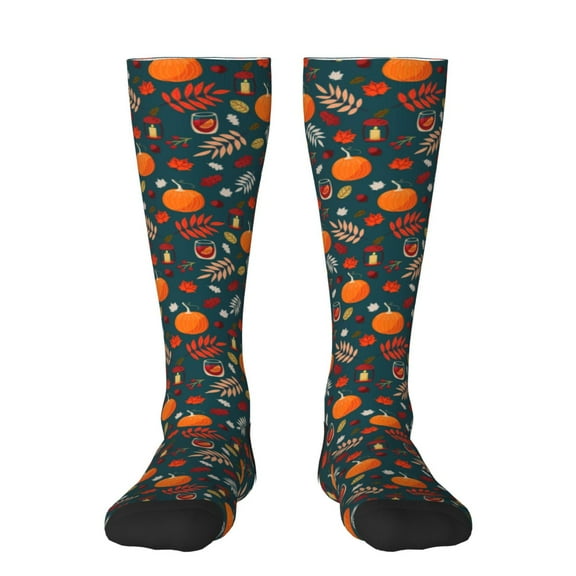 Rocae Autumn with Pumpkins for Novelty Casual compression Socks For Women Men Contrast Color Stockings