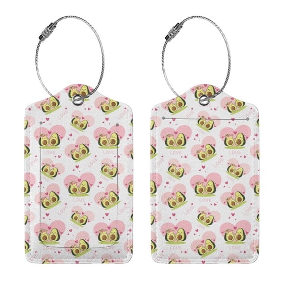 Rocae Avocado Lovers for Leather Luggage Baggage Tags ID Label Privacy Cover ID Label with Stainless Steel Loop and Address Card