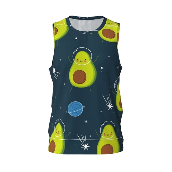 Rocae Avocado in Space for Men's Basketball Jersey Lightweight and Breathable Athletic Tank Top,Quick-Drying Sports Jersey Small