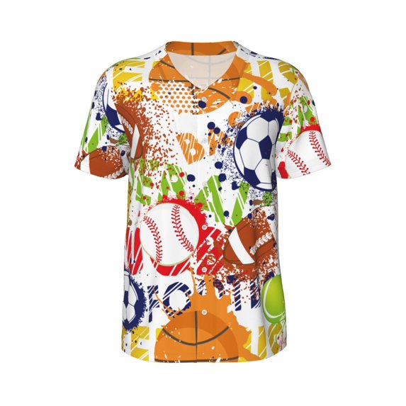 Rocae Balls for Breathable Men's Baseball T-Shirt Fashionable Casual Baseball Jersey, Moisture-wicking Sportswear 4X-Large