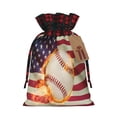 thumbnail image 1 of Rocae Baseball Ball With Flag Print Christmas Drawstring Linen Gift Bag with Drawstrings Treat Bag Goody Present Bags for Christmas Party Favor, 1 of 8
