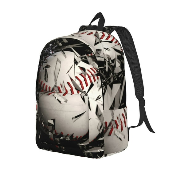 Rocae Baseball Breaking Glass for Canvas College Laptop Backpack for Men Women -Small