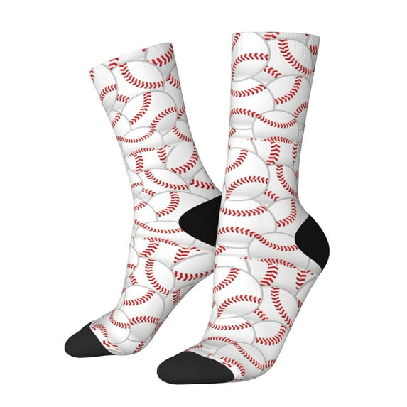 Rocae Baseballs for Adult Socks Casual Athletic Stretchy Loose Socks for Women Men Non-Slip Middle Tube Socks