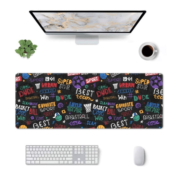 Rocae Basketball for Gaming Mouse Pad, Mouse Pad Large, Office Computer Keyboard Mousepad, Keyboard and Mouse Pad with Stitched Edges,31.5 x 11.8 in