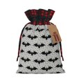 thumbnail image 1 of Rocae Bat Print Christmas Drawstring Linen Gift Bag with Drawstrings Treat Bag Goody Present Bags for Christmas Party Favor, 1 of 8