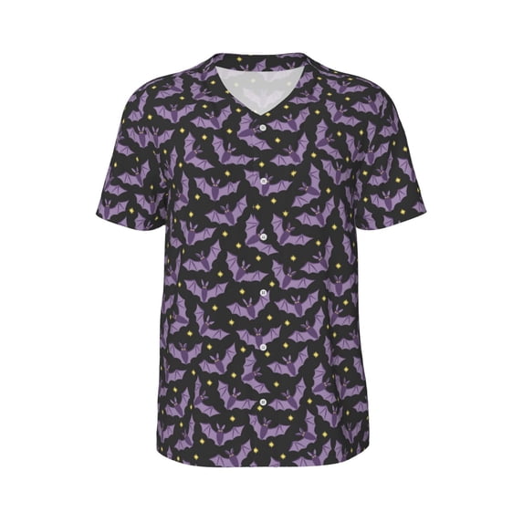 Rocae Bat Purple for Breathable Men's Baseball T-Shirt Fashionable Casual Baseball Jersey, Moisture-wicking Sportswear Small
