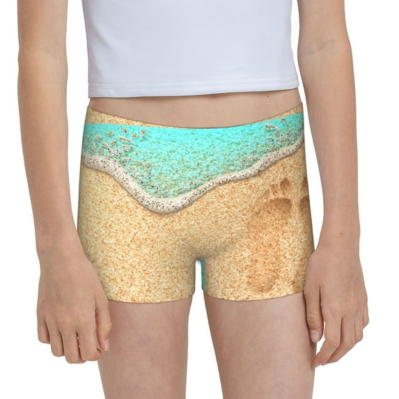 Rocae Beach Footprint for Girls' Cotton Boxer Briefs, Soft Mid-rise Panties-XX-Small