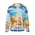 thumbnail image 1 of Rocae Beach Starfish Shell Print Breathable Sun Protection Hoodie Quick-Dry Lightweight Long Sleeve Hoodie Unisex Running Sports Shirt, 1 of 9