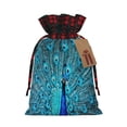 thumbnail image 1 of Rocae Beautiful Blue Peacock Print Christmas Drawstring Linen Gift Bag with Drawstrings Treat Bag Goody Present Bags for Christmas Party Favor, 1 of 8