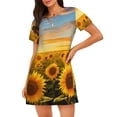 thumbnail image 1 of Rocae Beautiful Golden Sunflower Field for Nightgowns for Women Sleep Shirts Short Sleeve Nightshirt Pullover Nightdress, 1 of 6