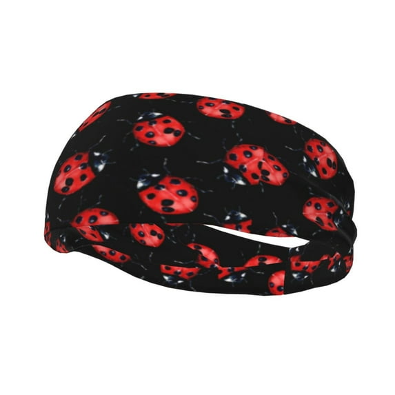 Rocae Beautiful Red Ladybug for Sweatbands Sports Headband for Men and Women,Fashion Sweat Bands Headbands for Running,Cycling,Football, Yoga, Fitness
