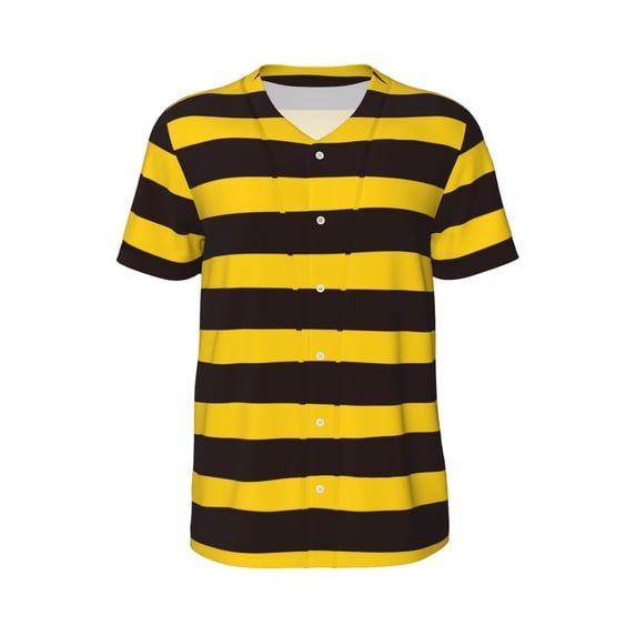 Rocae Bee Stripe for Breathable Men's Baseball T-Shirt Fashionable Casual Baseball Jersey, Moisture-wicking Sportswear X-Large