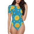 thumbnail image 1 of Rocae Bee Sunflower for One Piece Round Neck Short Sleeve Bodysuits for Women Casual Basic Bodysuit Daily Jumpsuit T Shirts-XX-Large, 1 of 7