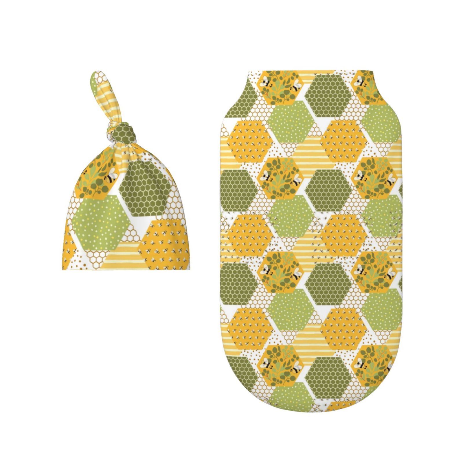Rocae Bee honey for Baby Swaddle Blanket with Hats Set for Baby Shower
