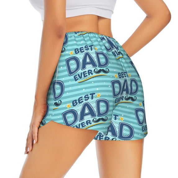 Rocae Best Dad Ever for Women's Athletic Shorts Quick Dry Workout Hiking Shorts With Pockets for Running, Yoga, Gym, Sports Medium