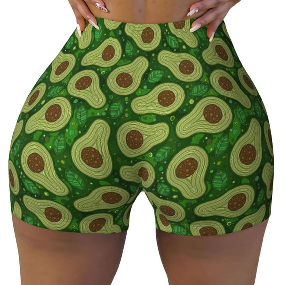 Rocae Big Colorful Avocados for Women's Quick-Dry Running Shorts,Ladies Active Athletic Apparel Yoga Workout Gym Running Volleyball Spandex Shorts