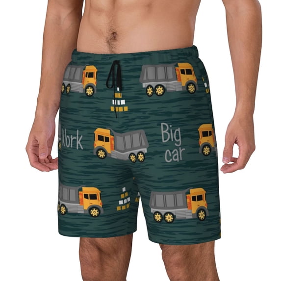 Rocae Big Machine for Men's Swim Trunks Quick Dry With Two Side Pockets and One Lined Patch PocketLarge