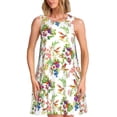 thumbnail image 1 of Rocae Birds And Flowers for Sleeveless Dresses Summer Casual Ruffle Sleeveless Cute Crew Neck Flowy Dress with Pockets, 1 of 7