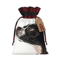 thumbnail image 1 of Rocae Black And White Boston Terrier Print Christmas Drawstring Linen Gift Bag with Drawstrings Treat Bag Goody Present Bags for Christmas Party Favor, 1 of 8