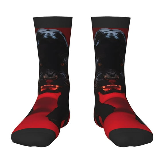 Rocae Black Panther Red Background for Girls Boys Crew Socks,Children's Socks, Kids Socks, Toddler Socks: Daily Wear with Kids School Uniform