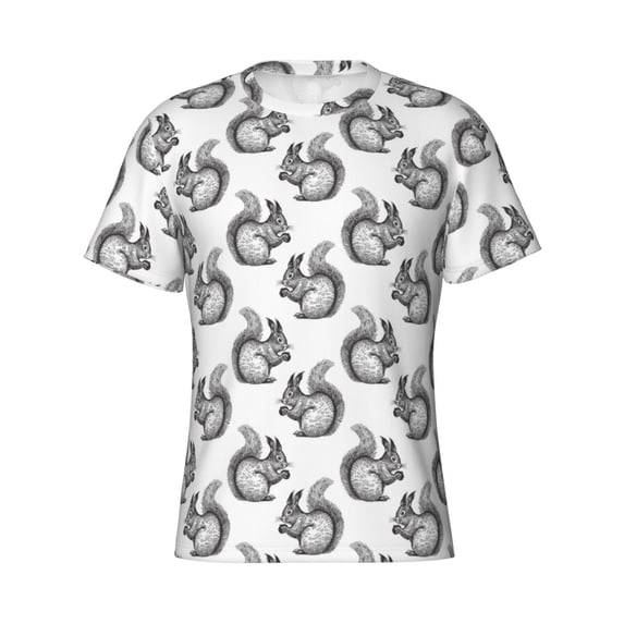 Rocae Black Squirrel for Men's Moisture-Wicking Crew Tee - T-Shirt for Sports, Outdoor Activities, and Casual WearSmall