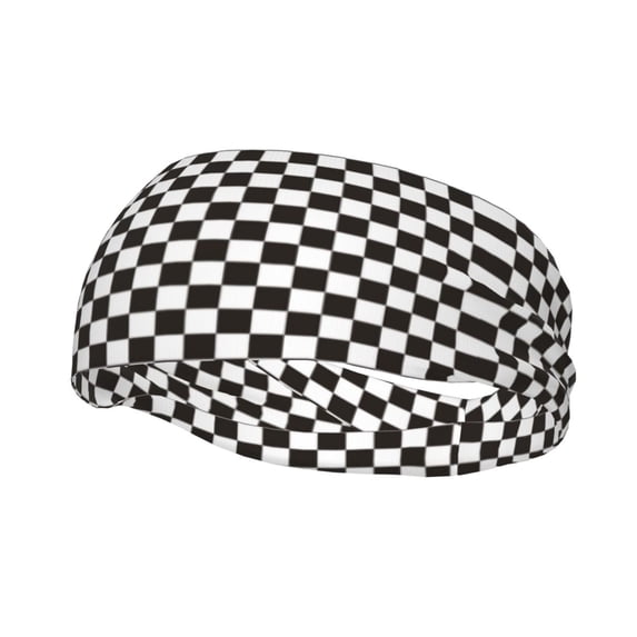 Rocae Black and White Checkerboard for Sweatbands Sports Headband for Men and Women,Fashion Sweat Bands Headbands for Running,Cycling,Football, Yoga, Fitness