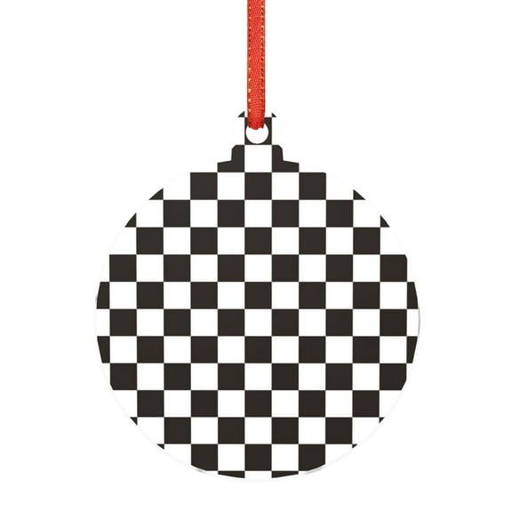 Rocae Black and White Checkerboard for Acrylic Christmas Pendant Ornament for Festive Decor Hanging Pendant,Perfect for Home and Office-Round Shape