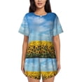 thumbnail image 1 of Rocae Blooming Sunflower Field for Two Piece Sleepwear Pajamas Sets for Women Soft Short-Sleeved Pjs with Lounge Shorts Medium, 1 of 9