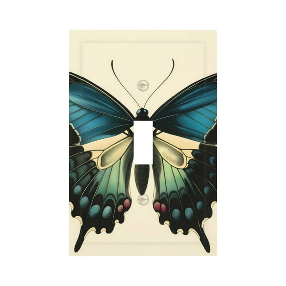Rocae Blue Black Butterfly Art for Decorator Light Switch or Receptacle Outlet Wall Plate,Polycarbonate Thermoplastic-Style T
