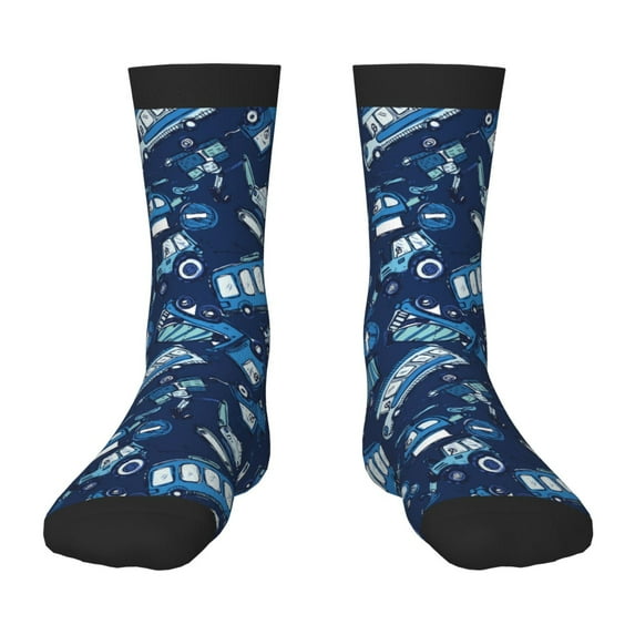 Rocae Blue Bus for Girls Boys Crew Socks,Children's Socks, Kids Socks, Toddler Socks: Daily Wear with Kids School Uniform