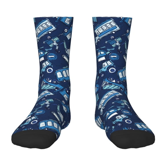 Rocae Blue Bus for Girls Boys Crew Socks,Children's Socks, Kids Socks, Toddler Socks: Daily Wear with Kids School Uniform