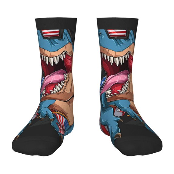 Rocae Blue Dinosaur for Girls Boys Crew Socks,Children's Socks, Kids Socks, Toddler Socks: Daily Wear with Kids School Uniform