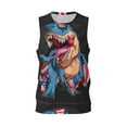 thumbnail image 1 of Rocae Blue Dinosaur for Men's Basketball Jersey Lightweight and Breathable Athletic Tank Top,Quick-Drying Sports Jersey Small, 1 of 9
