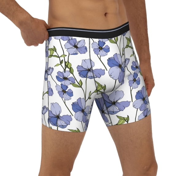 Rocae Blue Flax Flowers for Stretch Moisture-Wicking Underwear,Men's Underwear Boxer Briefs Large