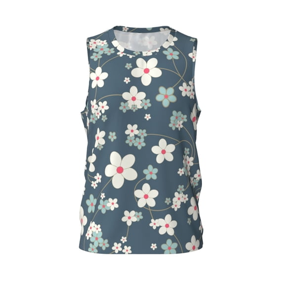 Rocae Blue Flower for Men's Basketball Jersey Lightweight and Breathable Athletic Tank Top,Quick-Drying Sports Jersey Small