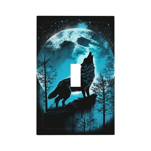 Rocae Blue Full Moon Wolf for Decorator Light Switch or Receptacle Outlet Wall Plate,Polycarbonate Thermoplastic-Style T