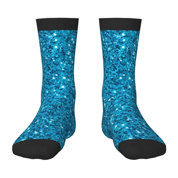 Rocae Blue Glitter for Girls Boys Crew Socks,Children's Socks, Kids Socks, Toddler Socks: Daily Wear with Kids School Uniform