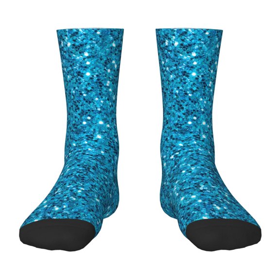 Rocae Blue Glitter for Girls Boys Crew Socks,Children's Socks, Kids Socks, Toddler Socks: Daily Wear with Kids School Uniform
