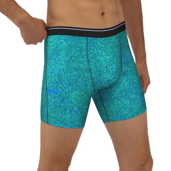 Rocae Blue Green Glitter for Stretch Moisture-Wicking Underwear,Men's Underwear Boxer Briefs Small