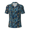 thumbnail image 1 of Rocae Blue Leaves A for Men's Short Sleeve Polo Shirt, Quick Drying Performance Moisture Wicking Sports Men's Golf Shirt 4X-Large, 1 of 9