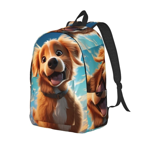 Rocae Blue Sky Cute Dog for Canvas College Laptop Backpack for Men Women-Small