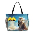 thumbnail image 1 of Rocae Blue Sky Winged Cat for Large Women's Waterproof Beach Bag Tote with 7 Pockets Pool Bag for Travel Gym Vacation, 1 of 6