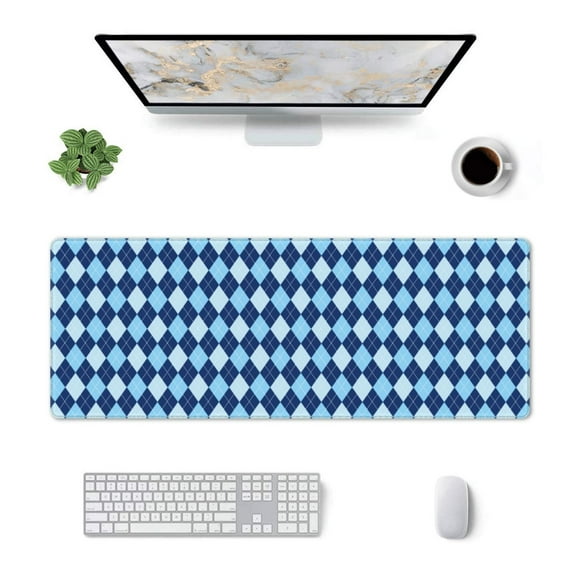 Rocae Blue Squares for Gaming Mouse Pad, Mouse Pad Large, Office Computer Keyboard Mousepad, Keyboard and Mouse Pad with Stitched Edges,31.5 x 11.8 in